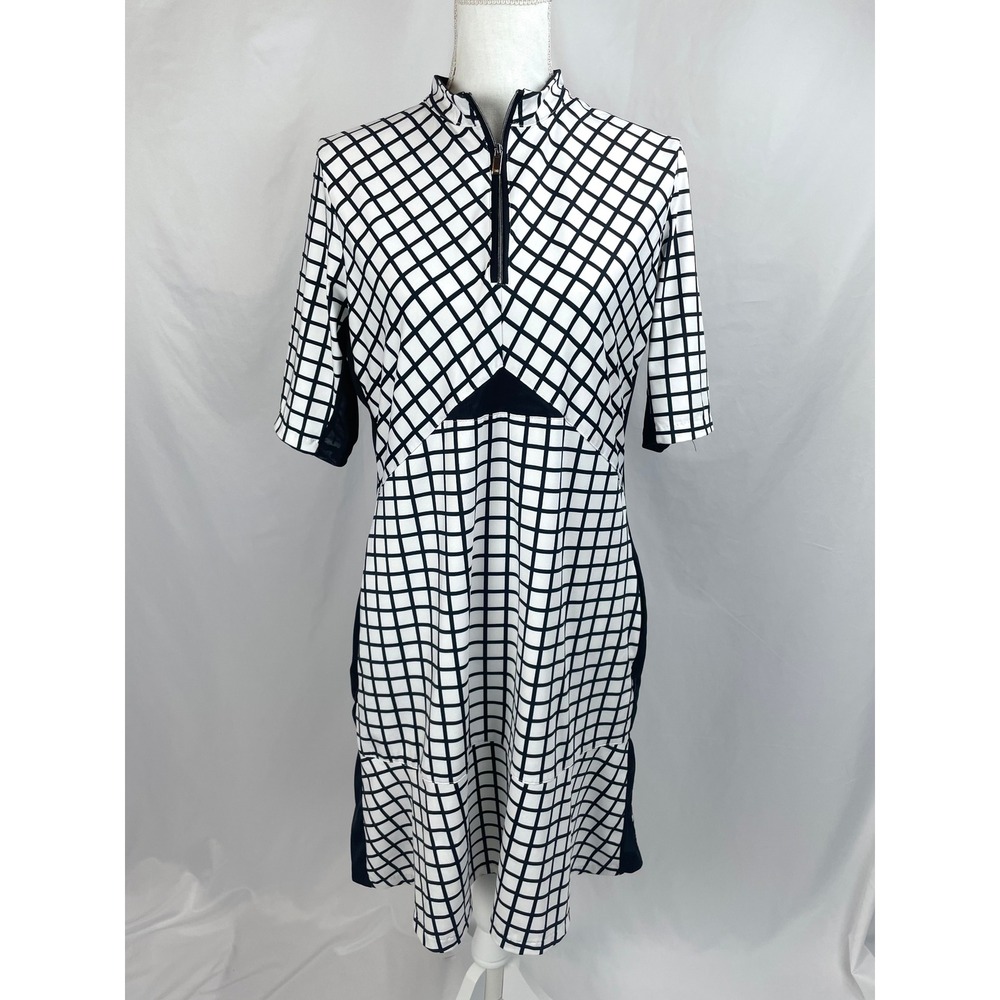 Tail Large Black White Short Sleeve Dress 1/4 Zip Mesh Golf Activewear